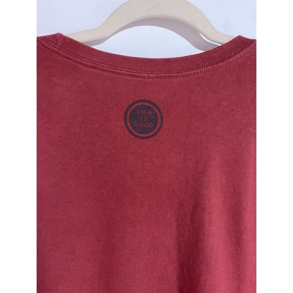 Life is Good Shirt Men XXL Burgundy Beer Happy Crusher Long Sleeve Casual Travel